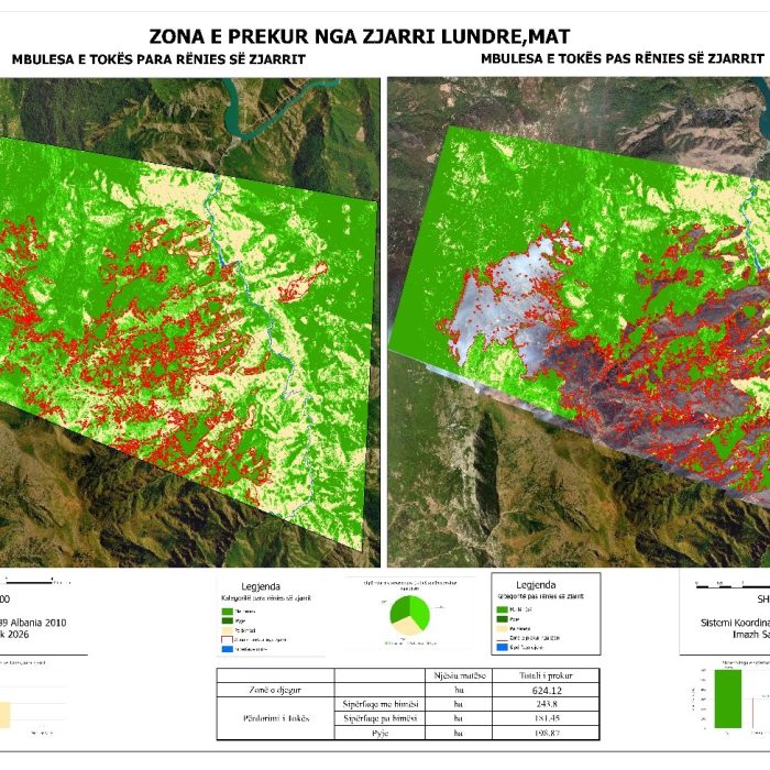 Analysis of satellite imagery for fire-affected areas in Mat, Himarë, and Fier